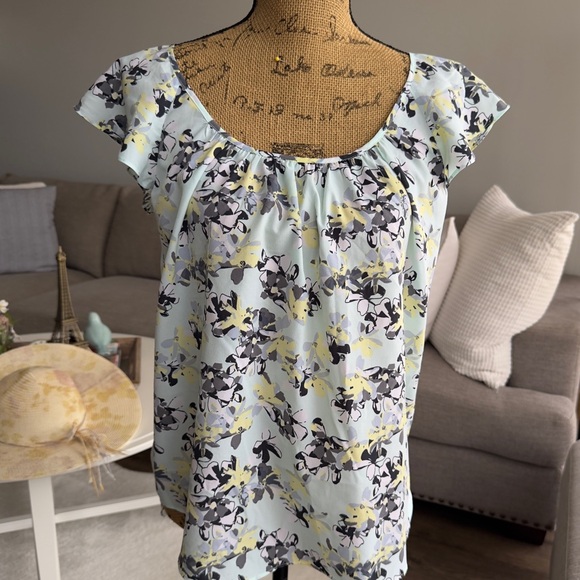 Banana Republic Floral Blouse - Light Blue and Yellow - Picture 2 of 8